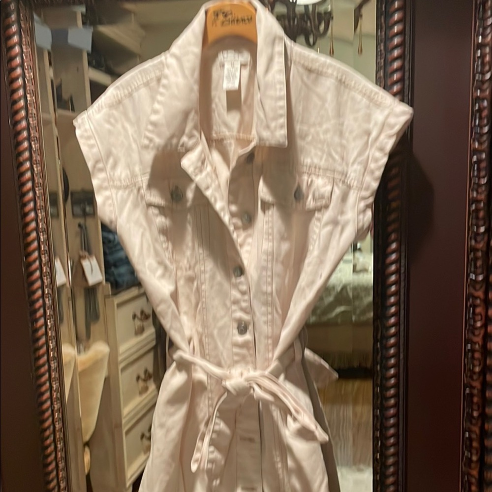 Tan denim Button-Up Belted mini Dress